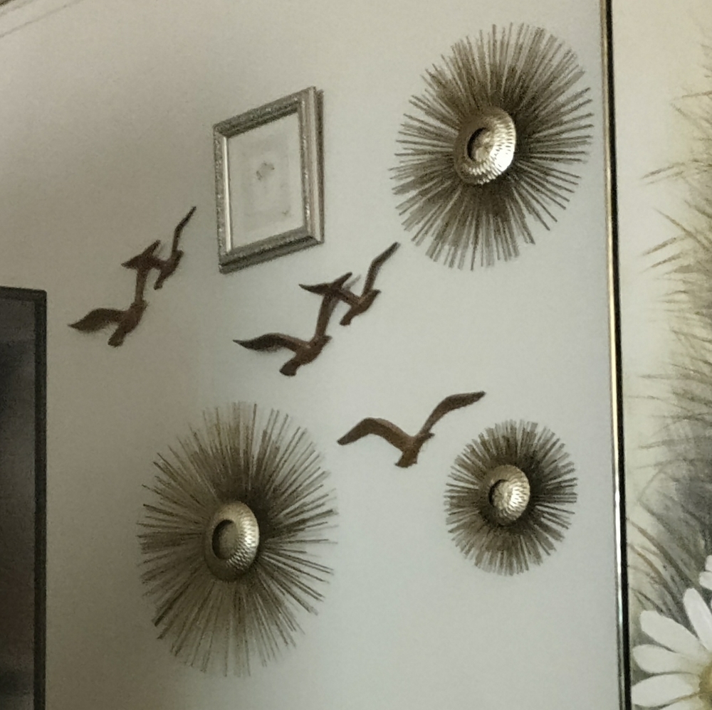 Large Gold Metal Sunburst Wall Hanging Art